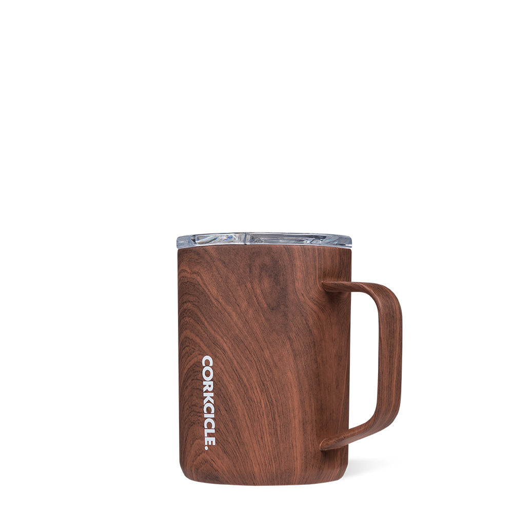 Corkcicle Origins 16 Ounce Steel Travel Tumbler with Lid, Walnut
