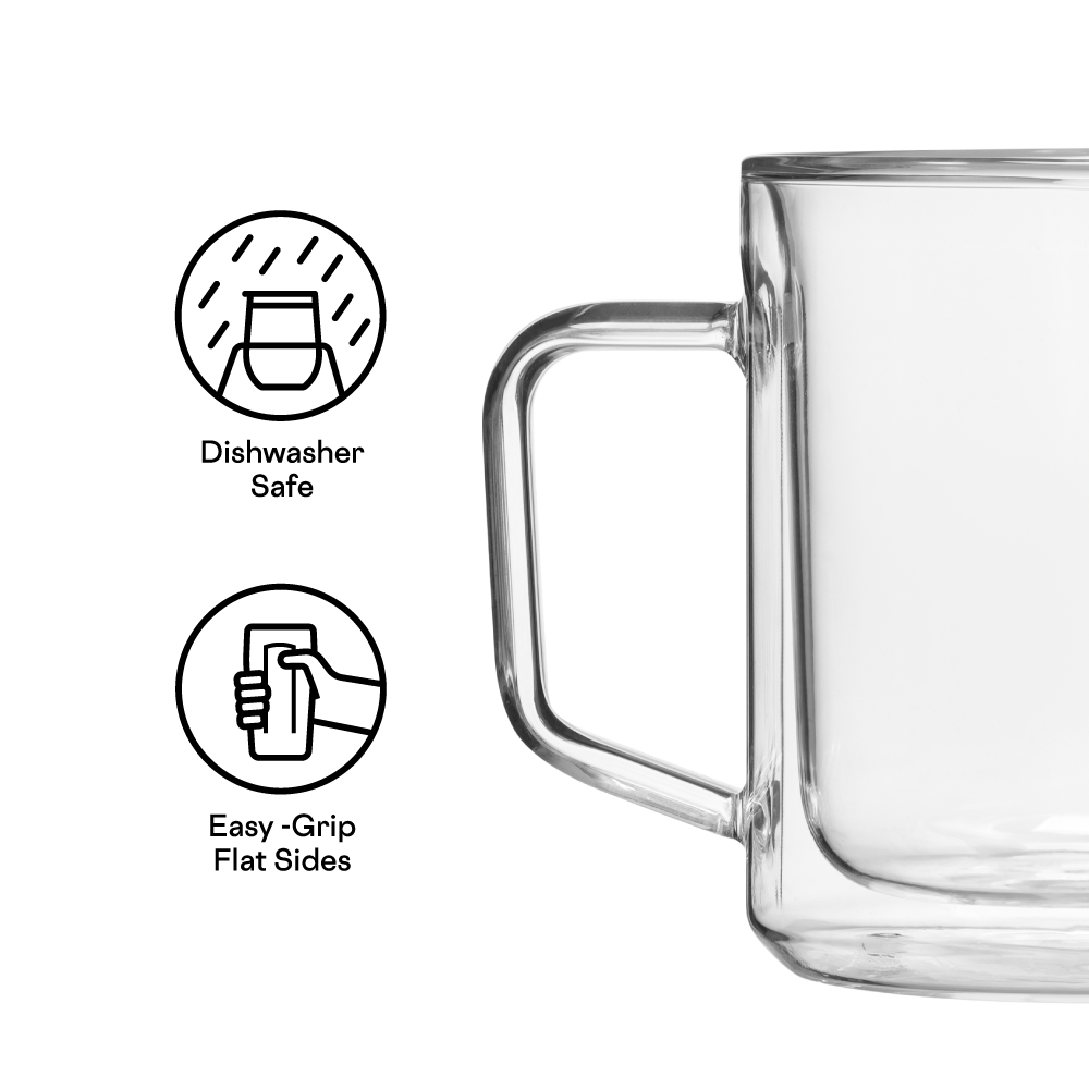 Double Walled Glass Coffee Mugs: 2-Pack