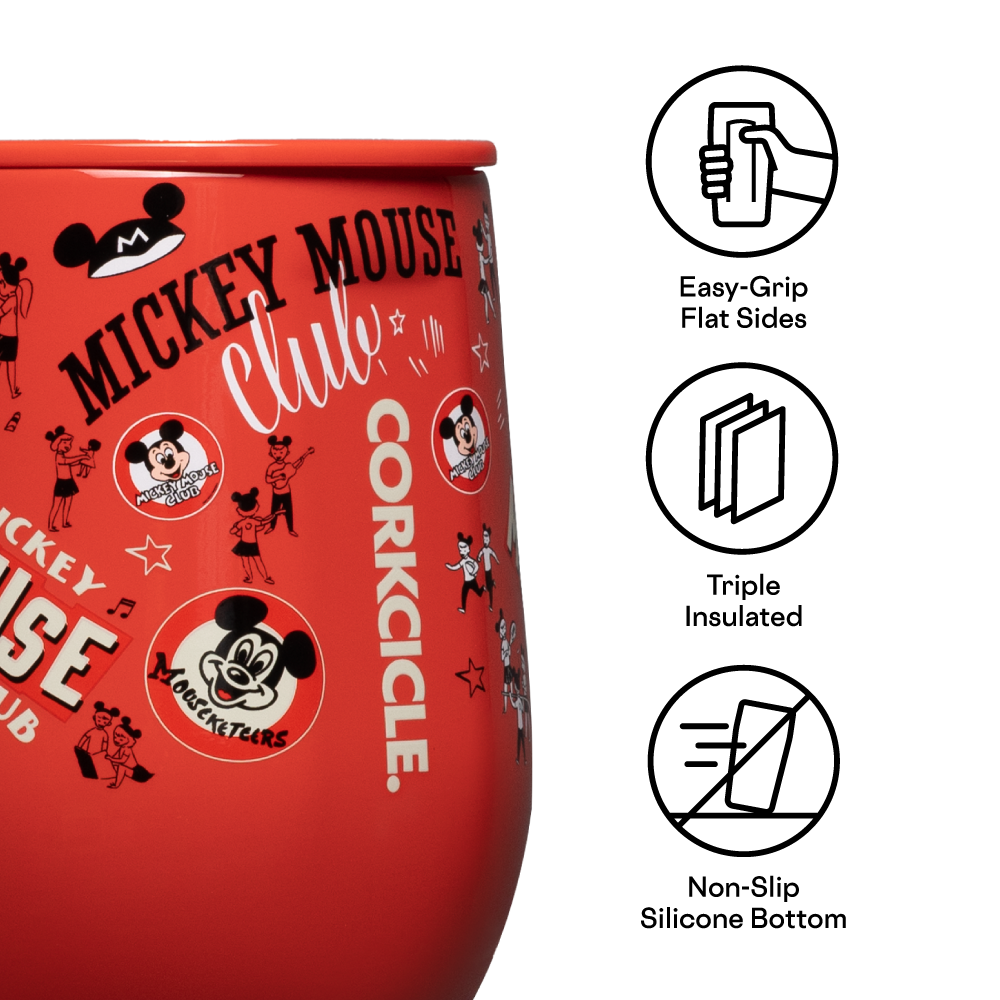 Mickey Mouse Club Stemless by CORKCICLE. 12oz / Mickey Mouse Club- Red