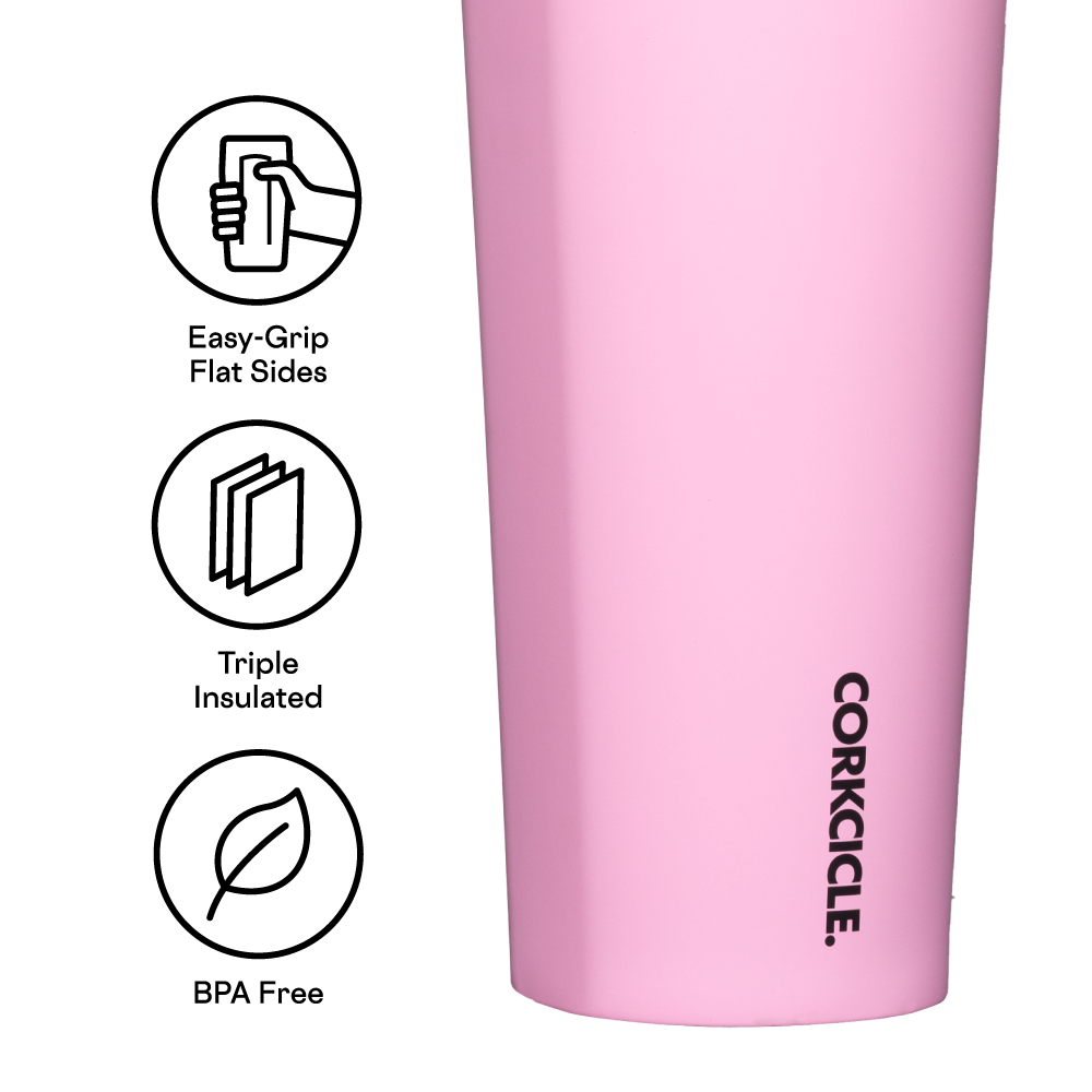 Insulated Tumbler with Straw  Cold Cup 24oz / Sun-Soaked Pink