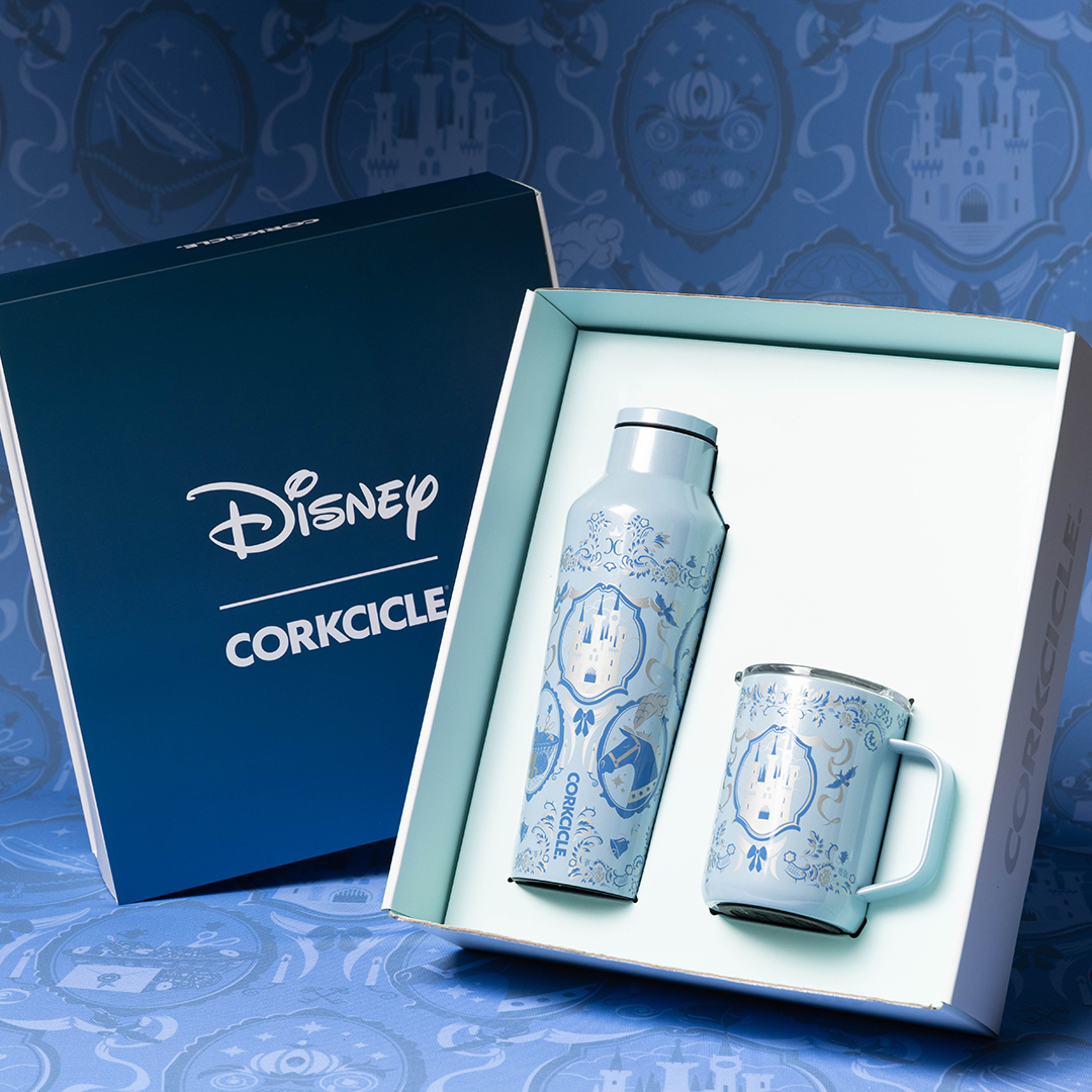 Corkcicle Travel Disney - Princess Cinderella Bundle; 16 Oz  Insulated Stainless Steel Tumbler, 20 Oz Canteen and 16 Oz Coffee Mug:  Tumblers & Water Glasses