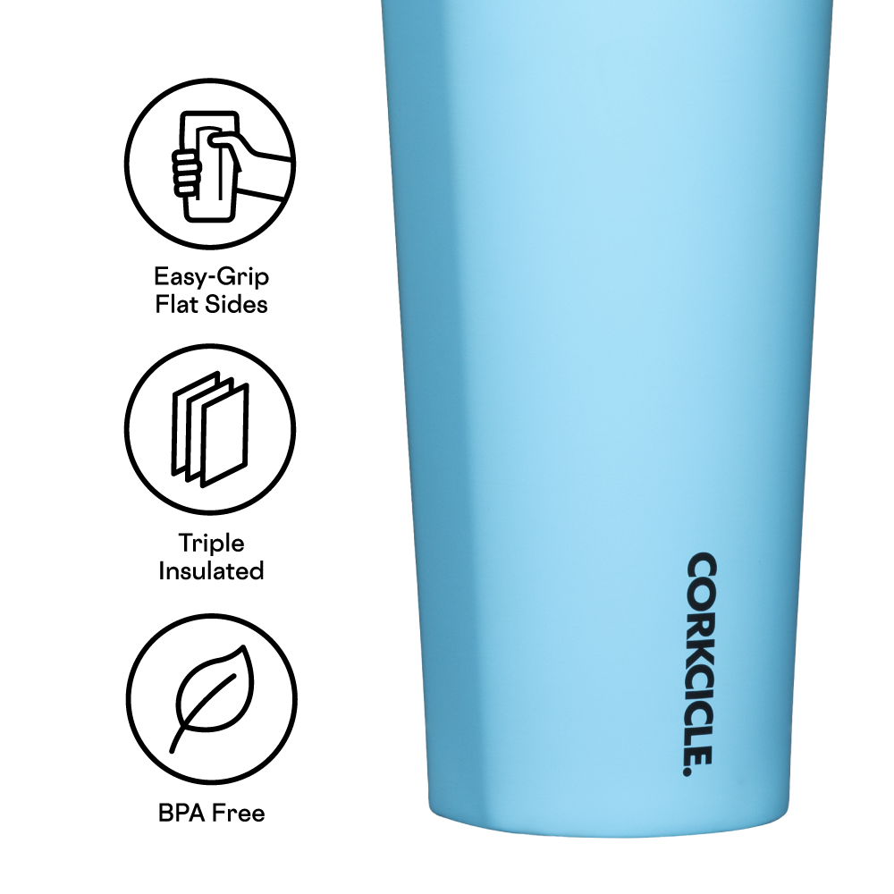 Corkcicle Sun Soaked Teal 24 oz Cold Cup Tumbler with Straw