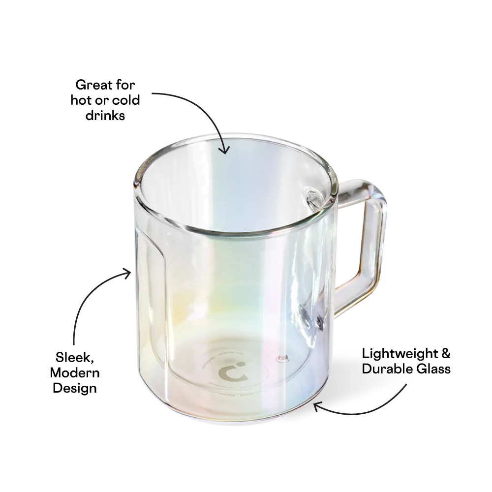 Glass Coffee Mugs Mug Glass Set (2) 12oz / Prism