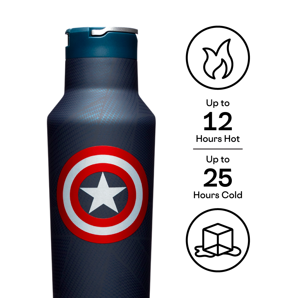 Captain America All Over Logos Water Bottle