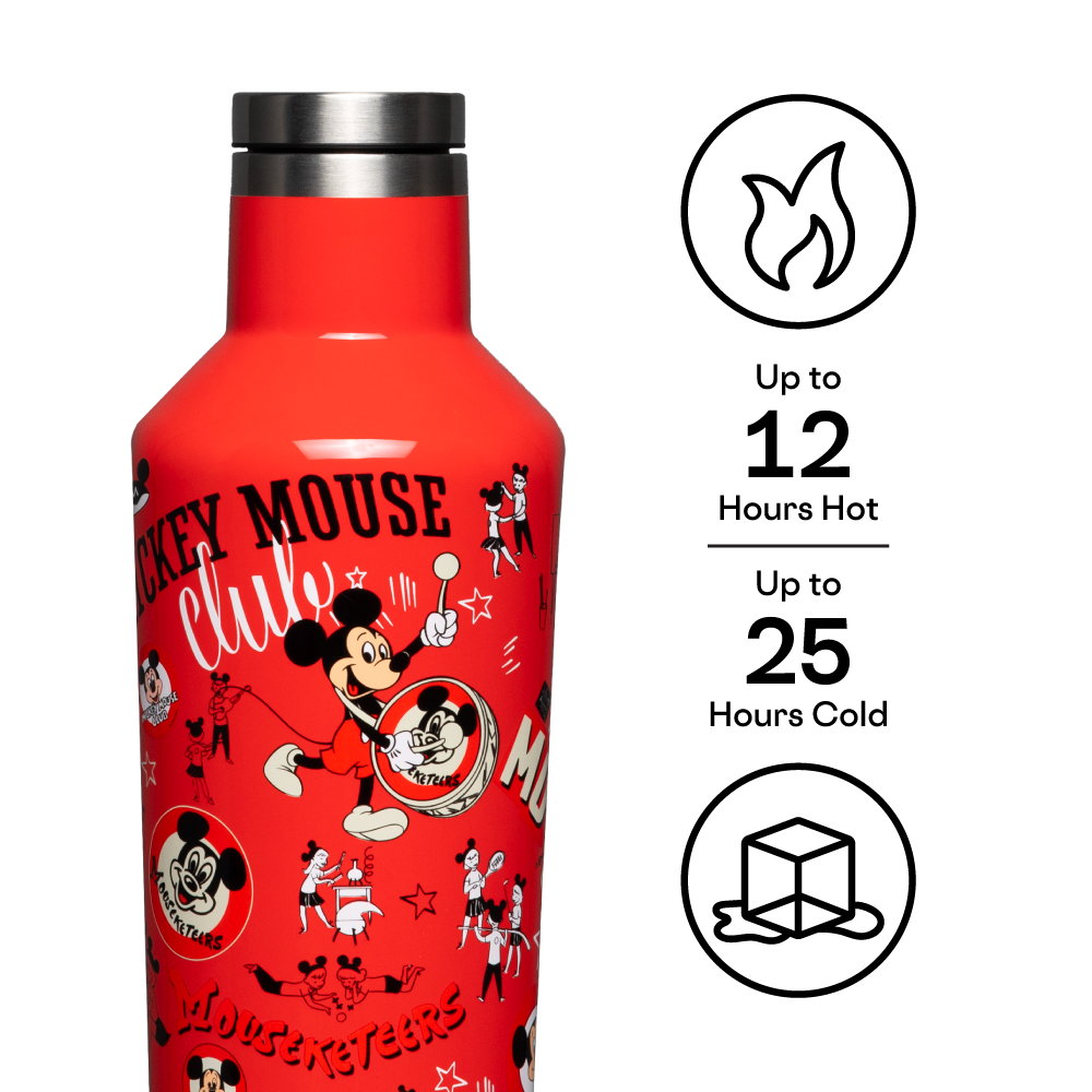 Corkcicle Disney Mickey Mouse White Stainless Steel Canteen, 16 oz.