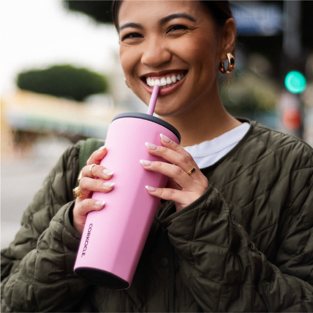 Insulated Tumbler with Straw  Cold Cup 24oz / Dopamine Floral