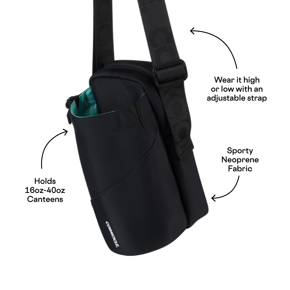 Crossbody Water Bottle Sling Bag Sling Black Neoprene