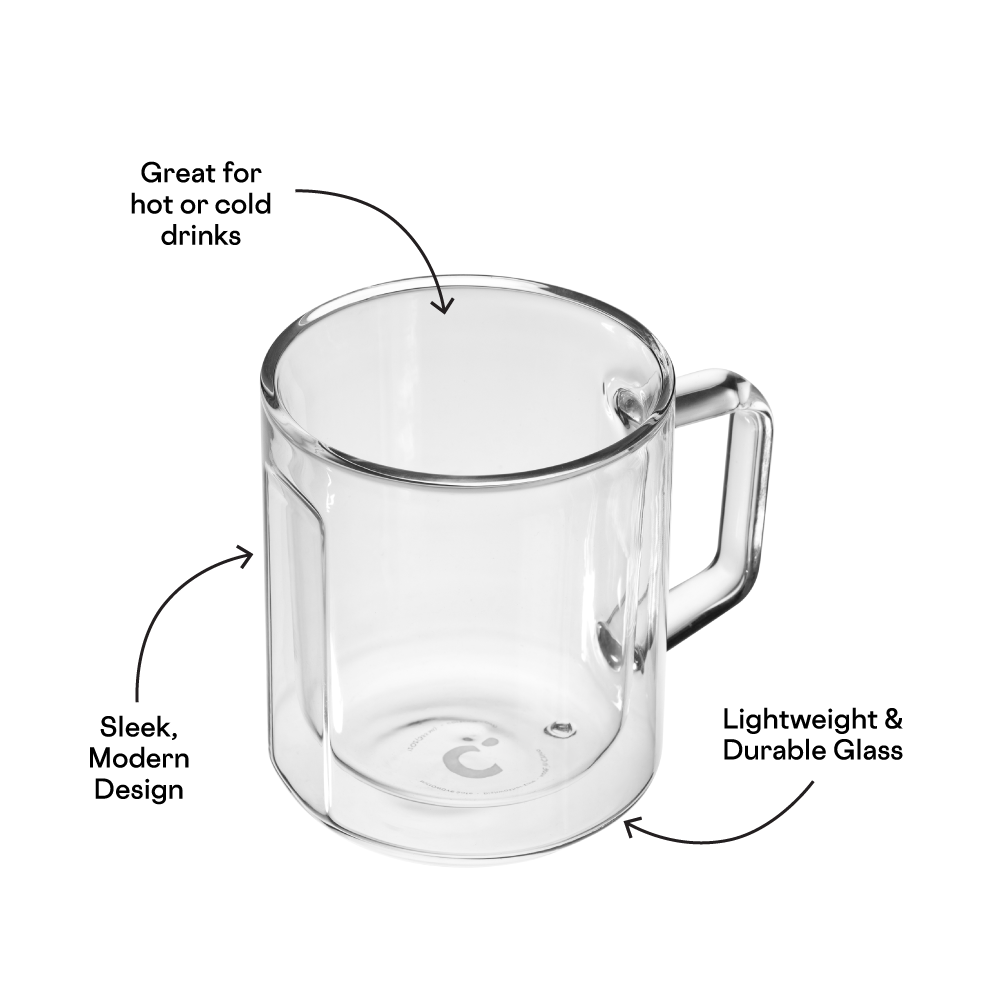 Corkcicle Glass Mug Set of 2 12oz / Prism