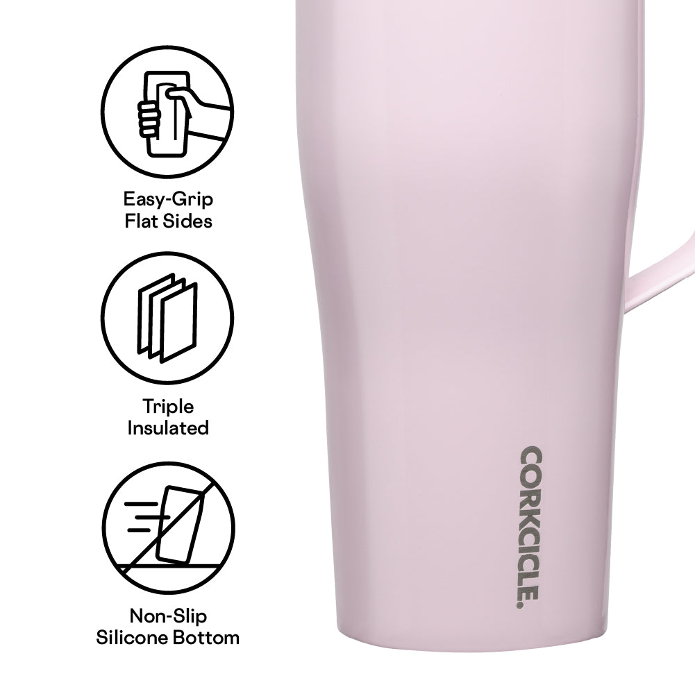 Insulated Tumbler with Handle Cold Cup XL 30oz / Powder Puff