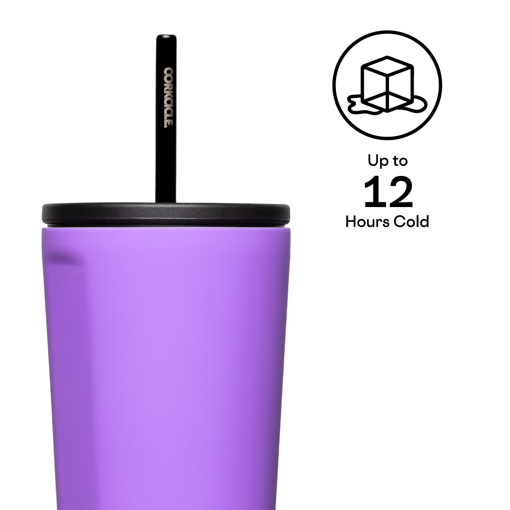 Insulated Tumbler with Straw  Cold Cup 24oz / Varsity Purple