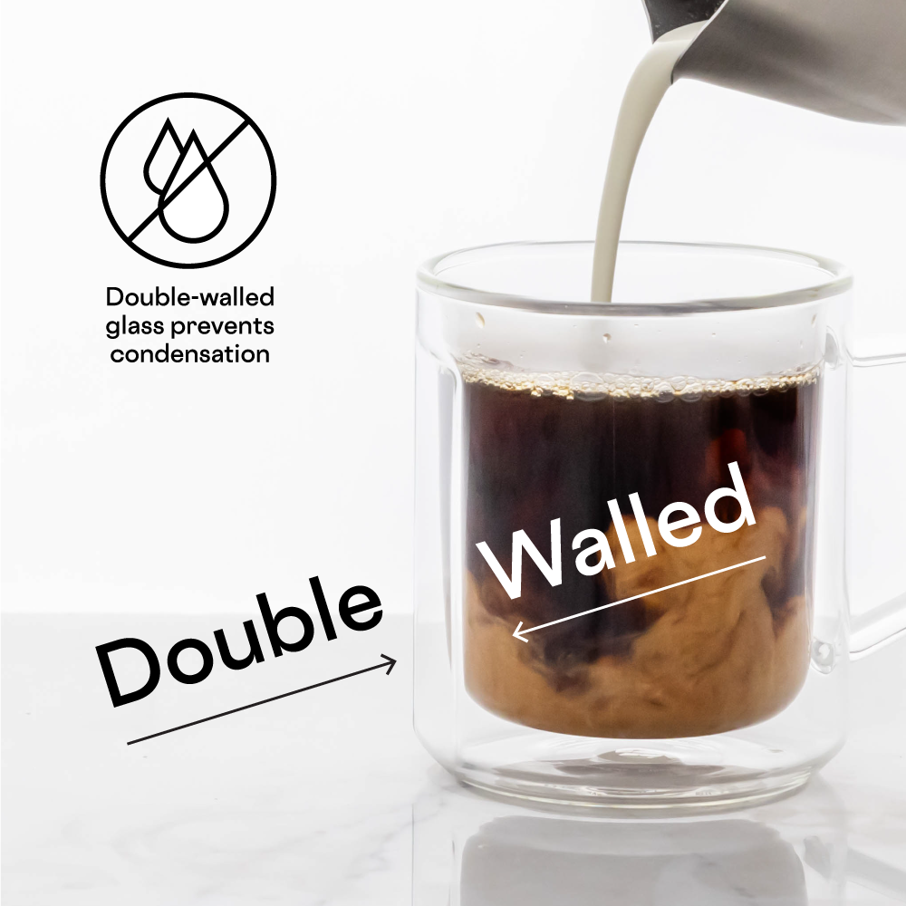 Double Walled Insulated Glass Coffee Mugs ( A Pair ) - Unique