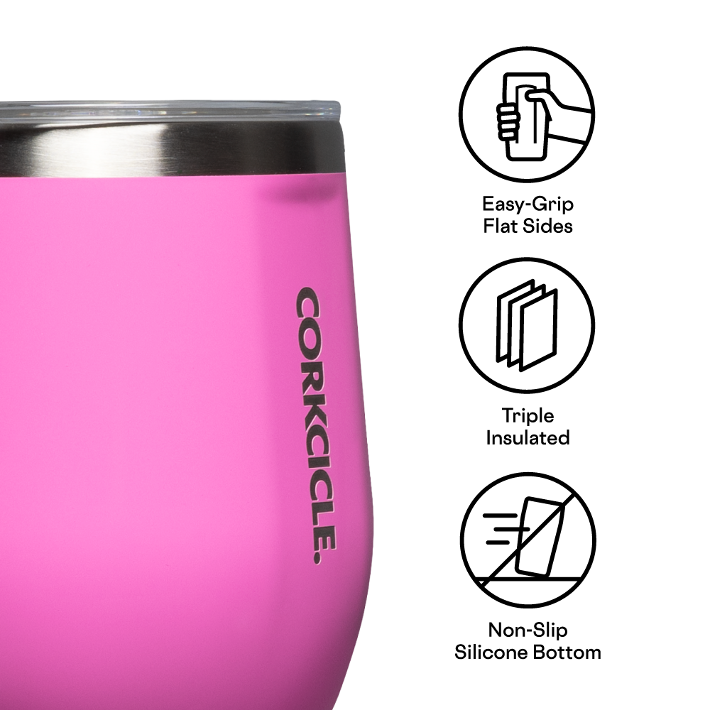 Corkcicle | Holiday Stemless Wine Cup | 12oz | Frosted Pines Rose Gold