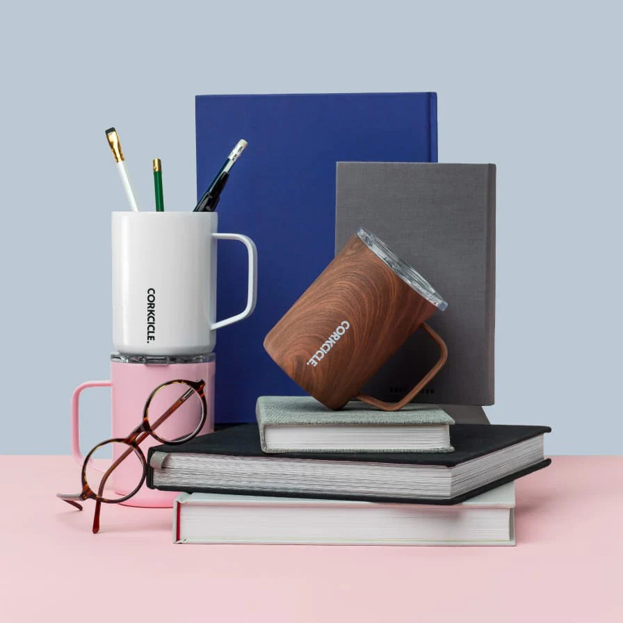 Classic Coffee Mugs with school supplies