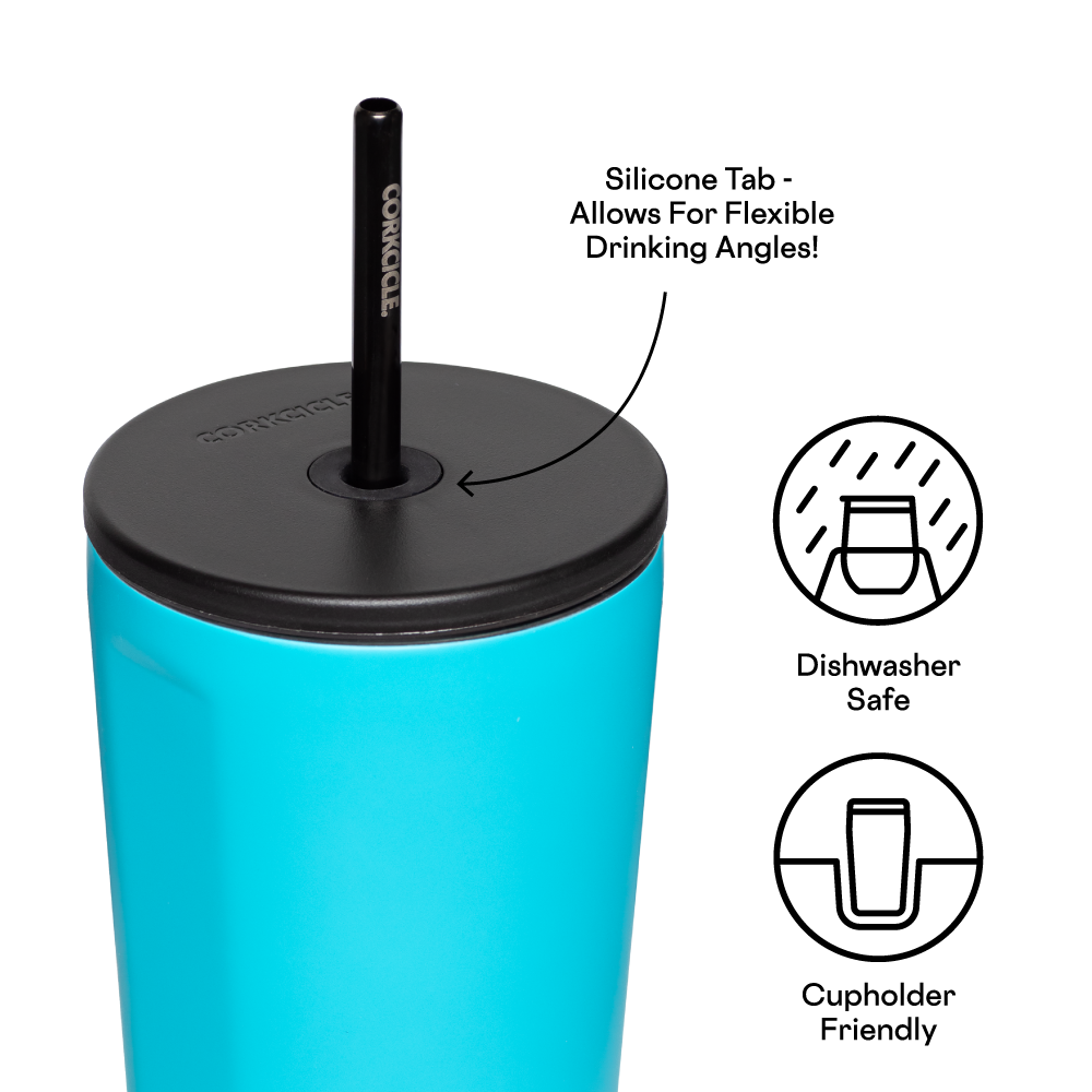 Insulated Tumbler with Straw  Cold Cup 24oz / Capri Blue