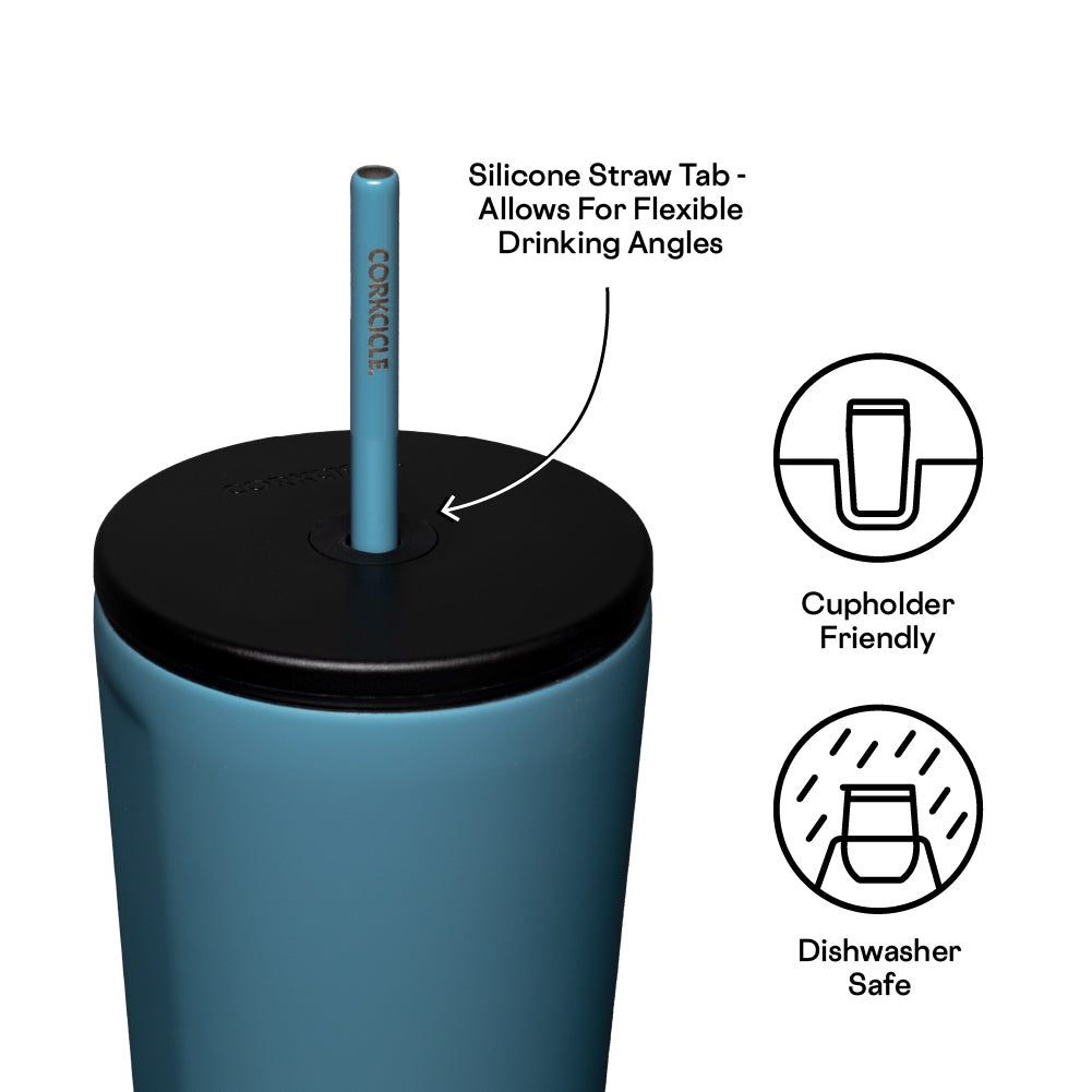 Insulated Tumbler with Straw  Cold Cup 24oz / Storm