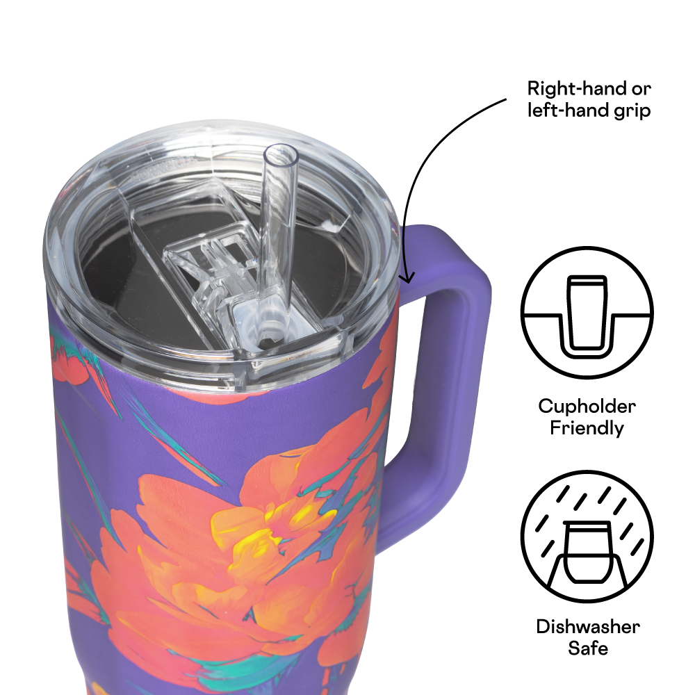 Insulated Tumbler with Handle Cruiser 40oz / Super Bloom