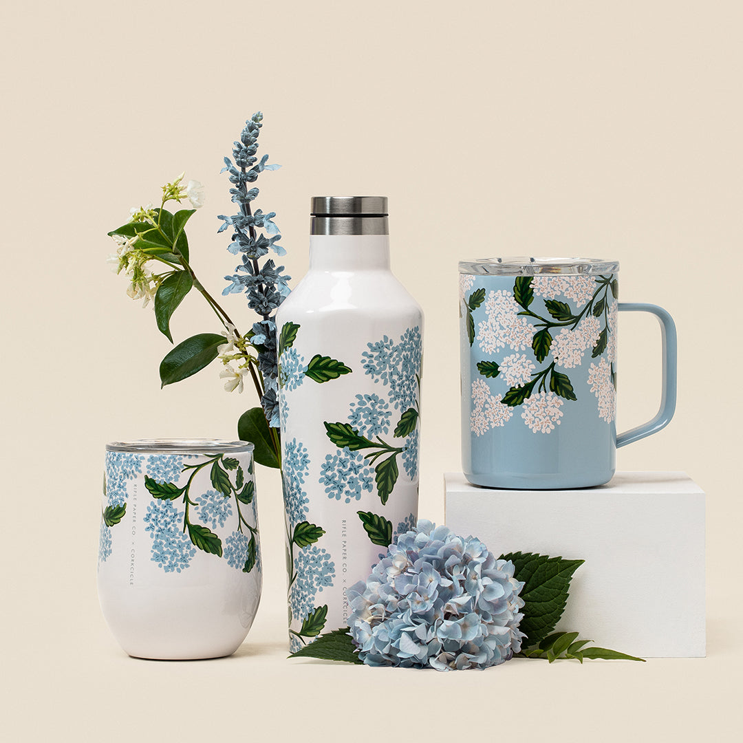 Insulated Coffee Mug  Rifle Paper Co. Coffee Mug 16oz / Blue Hydrangea