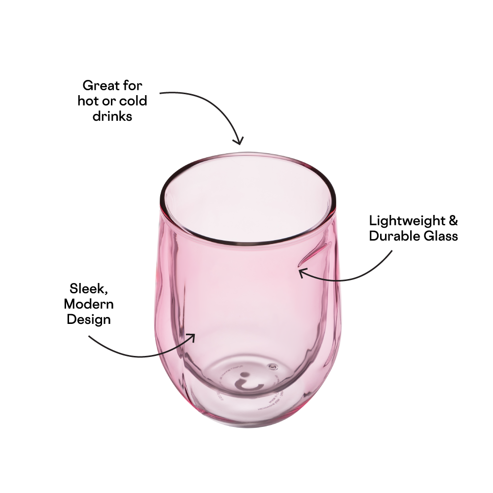 Stemless Glass Set (2) 12oz / Blush