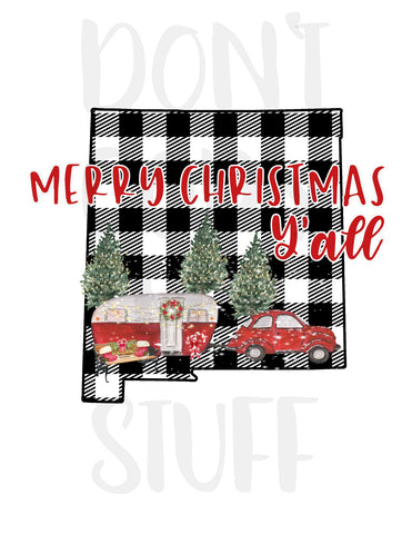 Download Merry Christmas Y'all Buffalo Plaid New Mexico Sublimation ...