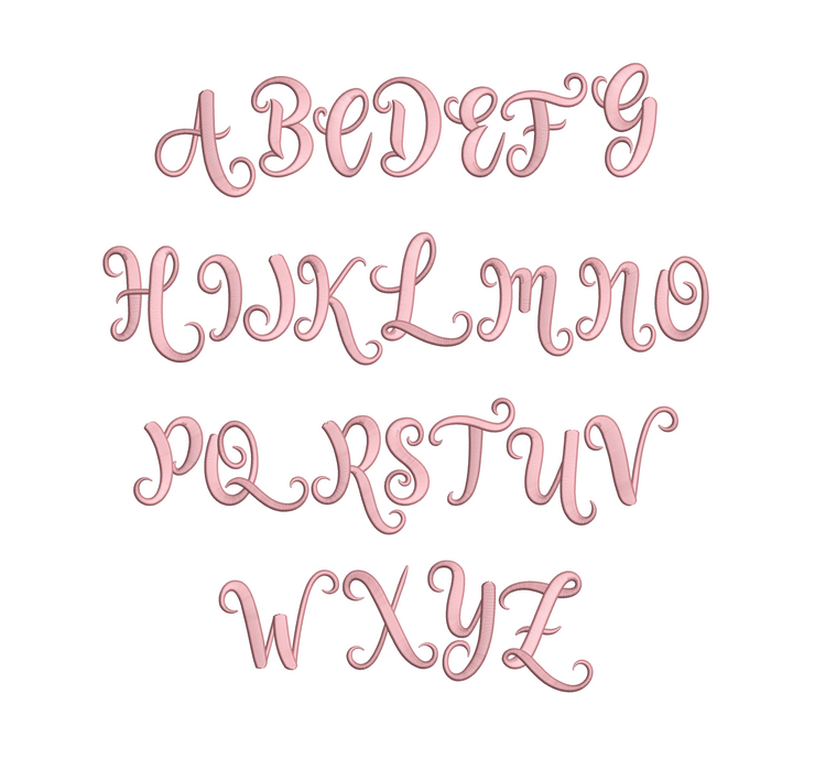 Evelyn Script machine embroidery font design file three sizes includes ...