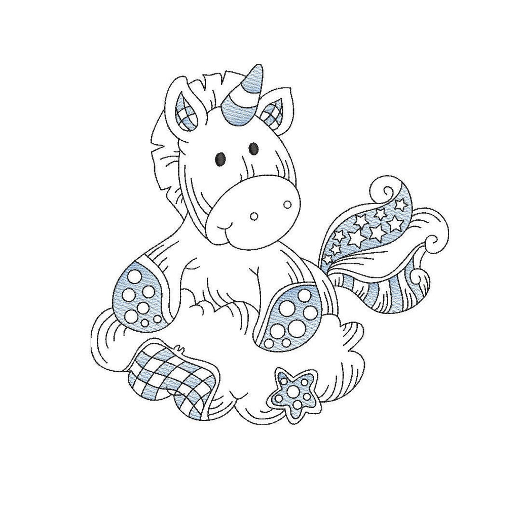 Download Baby Patchwork Unicorn Sketch Embroidery Machine Design File 3 Sizes L Drop Dead Threads SVG Cut Files