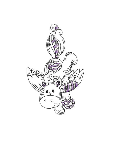 Download Baby Patchwork Unicorn Sketch Embroidery Machine Design File 3 Sizes L Drop Dead Threads SVG Cut Files