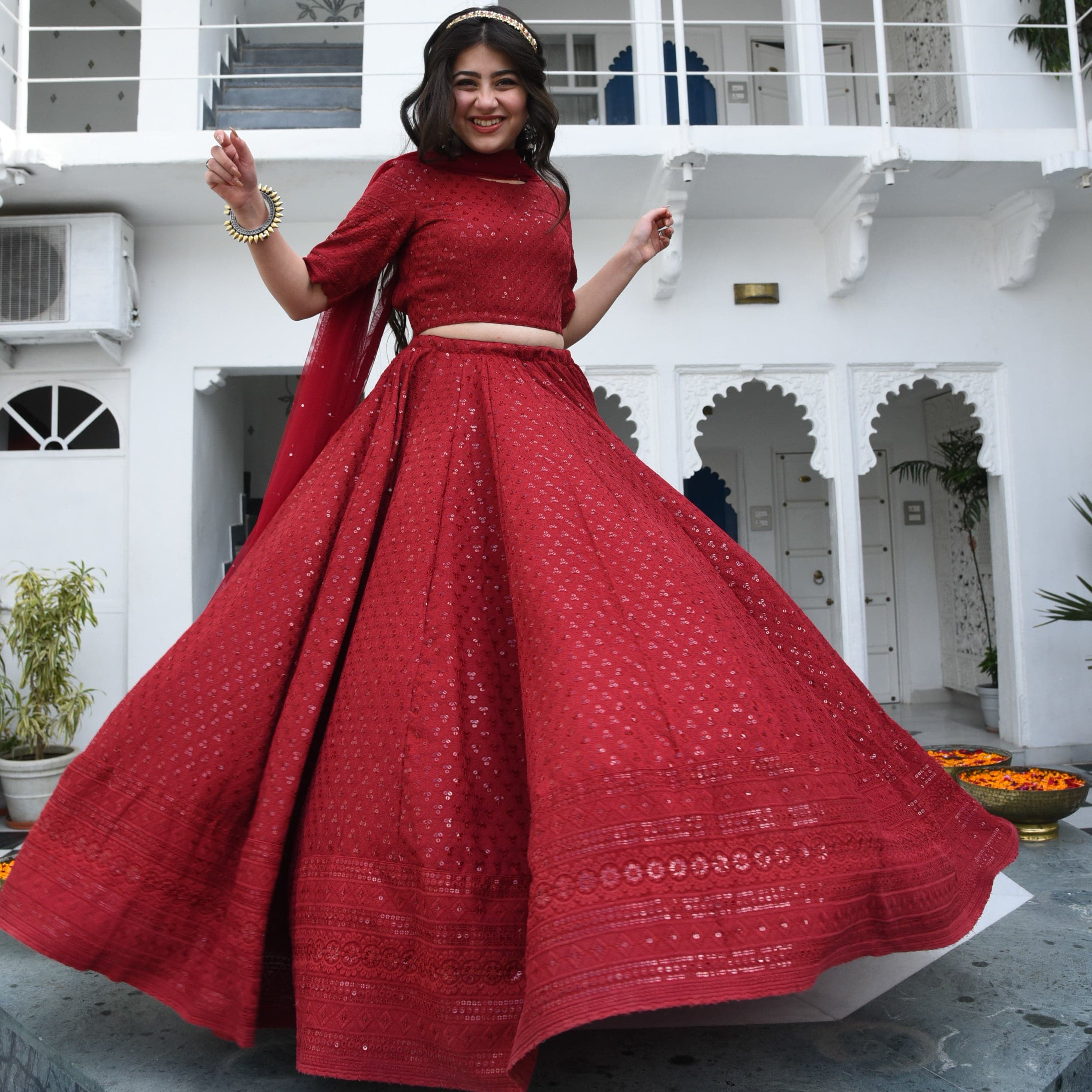 Haute Maroon Chikankari Lehenga – CHIKANKARI LEHENGA DESIGNS