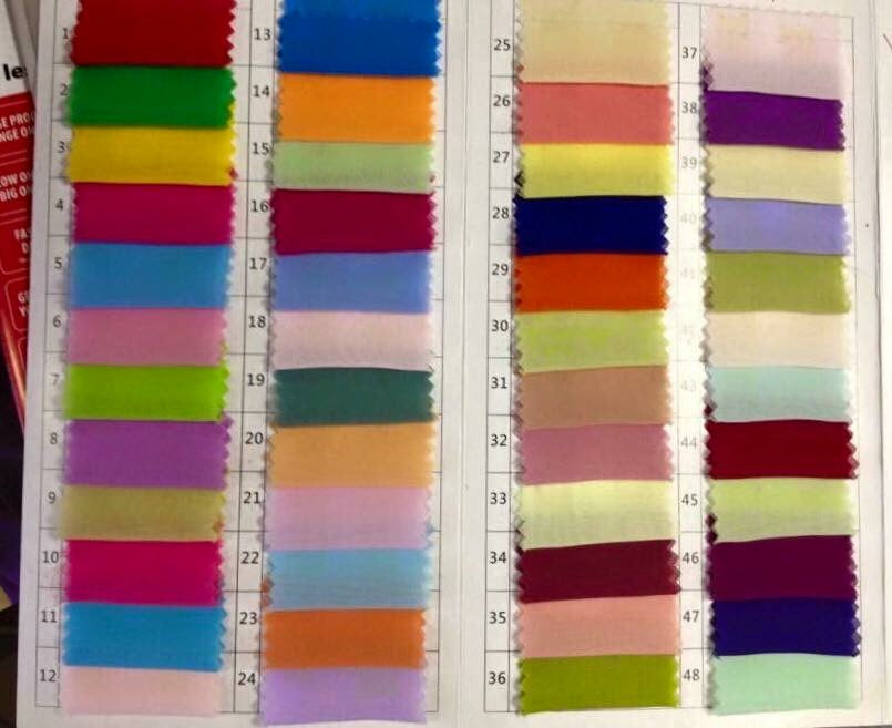 chiffon fabric colours