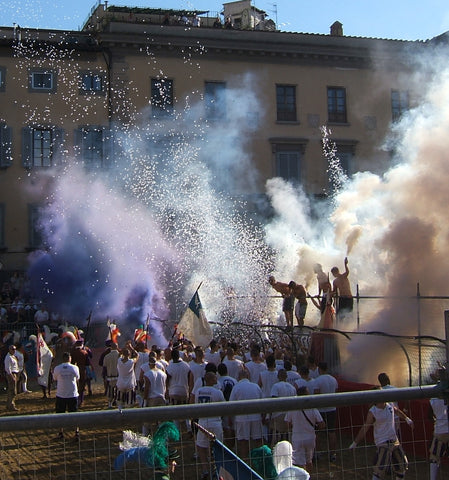 White team setting of smoke bombs and now fireworks