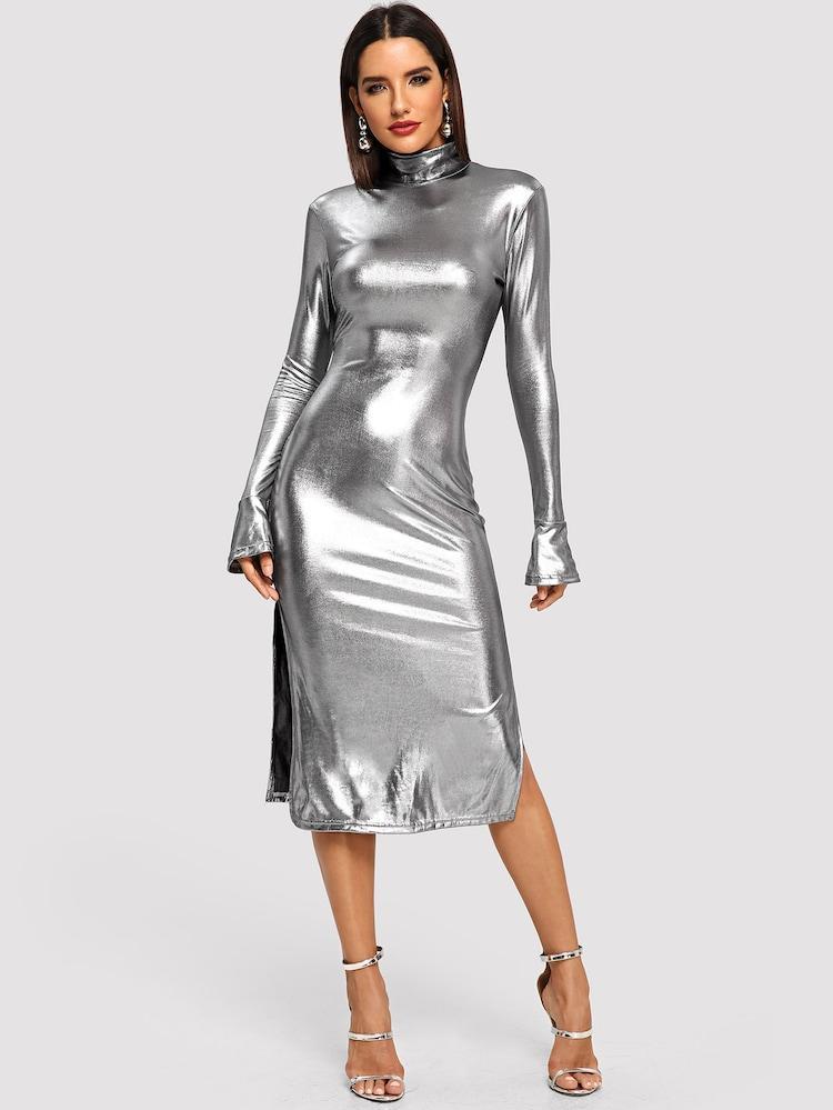 liquid silver dress