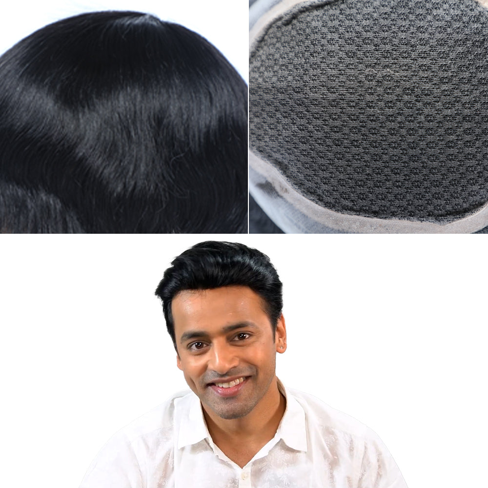 Frontless Natural Hair Patch Color  Black  Dharm Hair Wigs Faridabad  Haryana