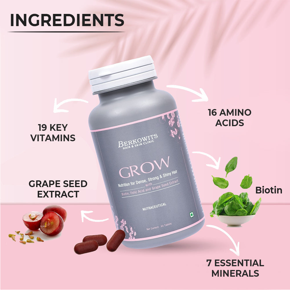 VB7 Hair Biotin Amino Acids Vitamins Minerals Grape Seed Extract Tablets