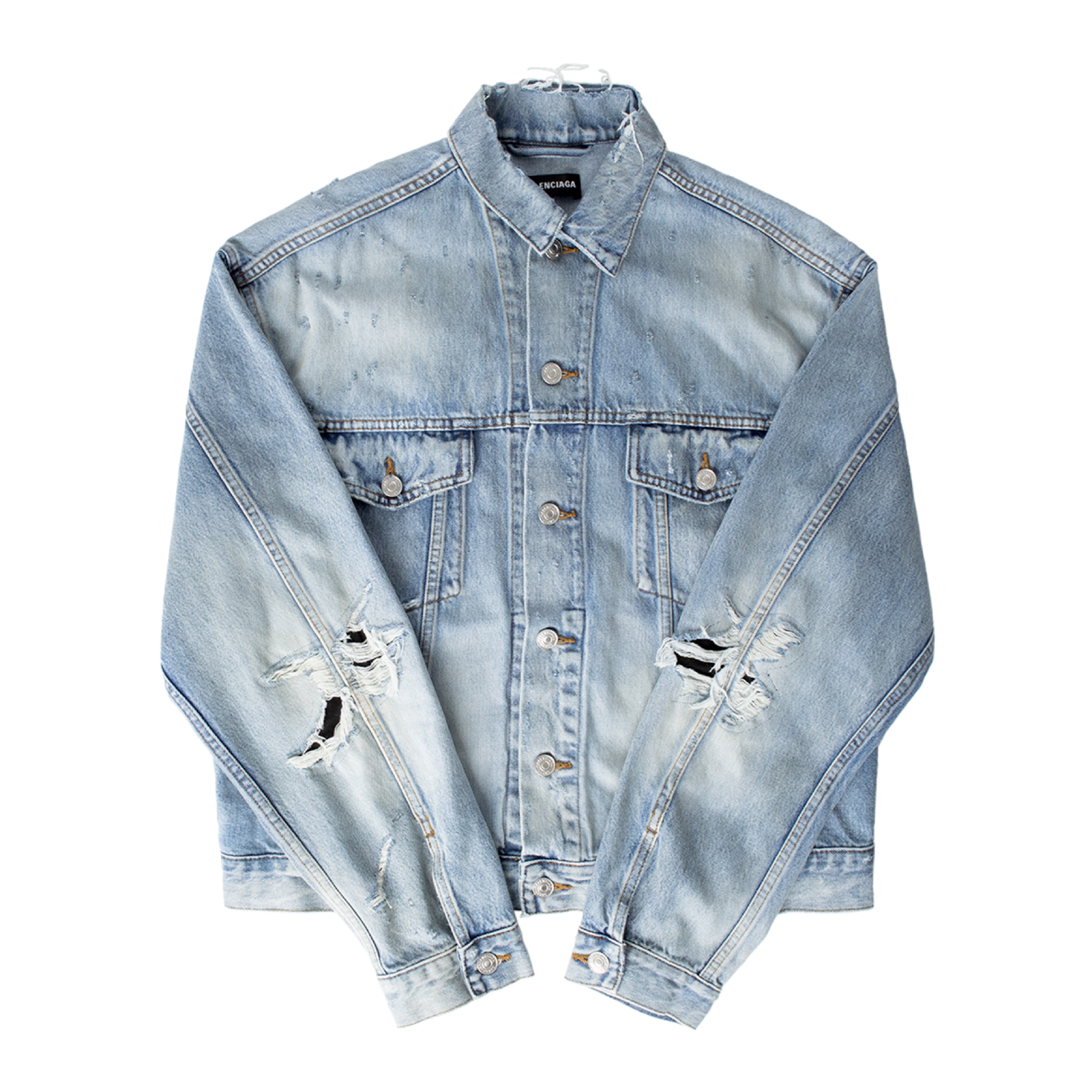 balenciaga distressed denim jacket