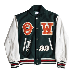 off white leather varsity jacket