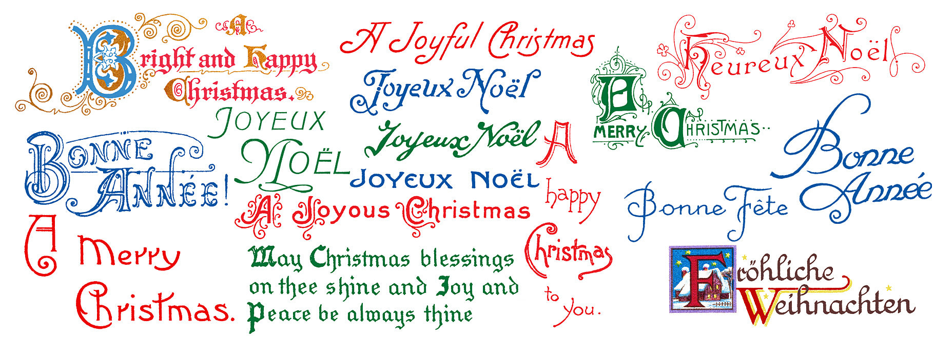 New vintage Christmas greetings digital graphics.