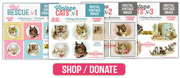 Proceeds from these vintage graphics go to caring for feral cats.