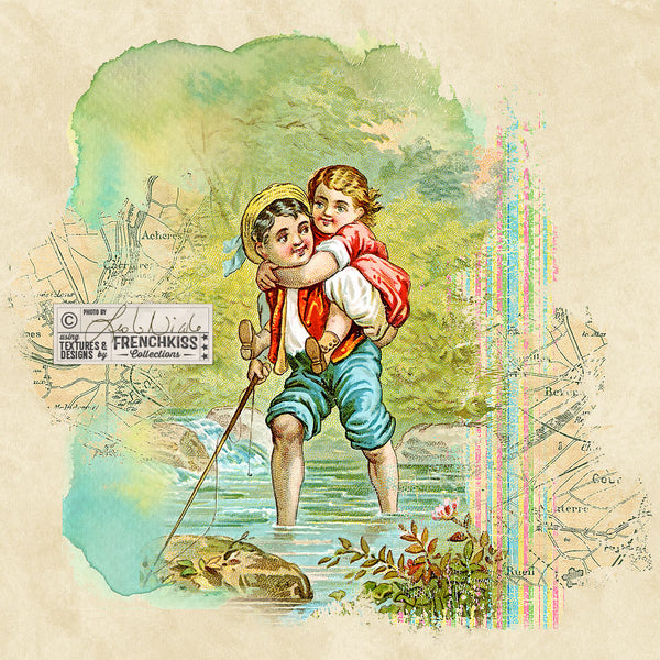 Collage example using the 4 Seasons Victorian Trade Card Summer digital download.