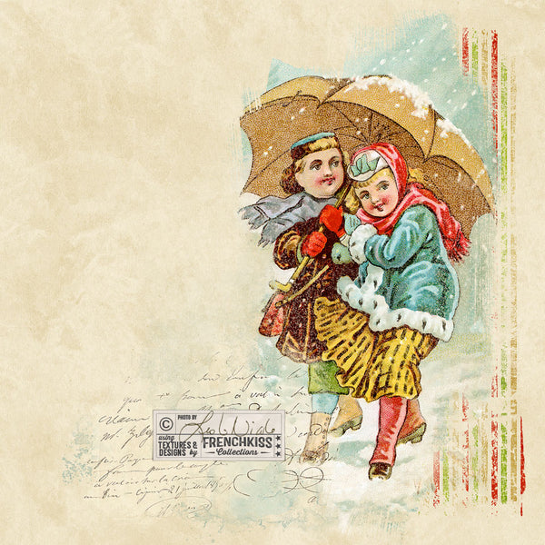 Collage example using the 4 Seasons Victorian Trade Card Winter digital download.