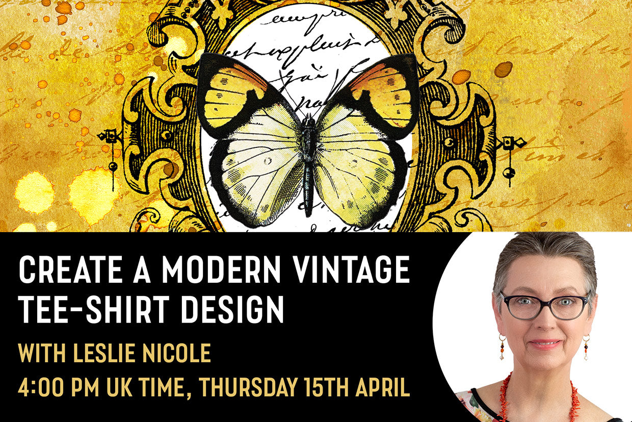 Create a modern vintage tee-shirt design live session with design cuts and Leslie Nicole.