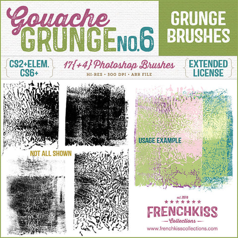 Gouache Grunge No. 6 Photoshop brushes by French Kiss Collections.