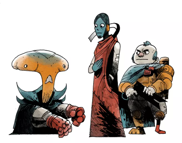 Character illustrations from Arcs, by Kyle Ferrin
