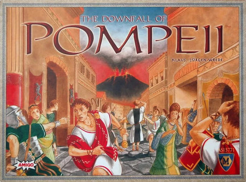 The cover of The Downfall of Pompeii board game