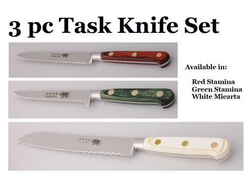 3Pc SteakKnife Set/Teeth Blade/Green1X36