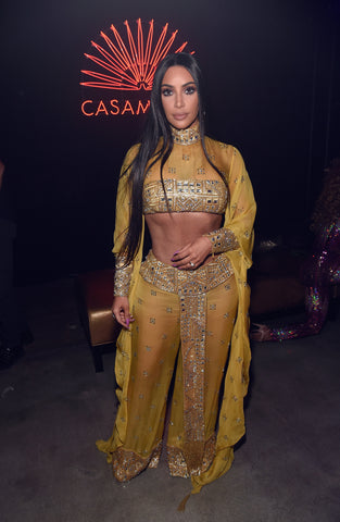 Kim Kardashian Halloween Cher hair wig gold outfit