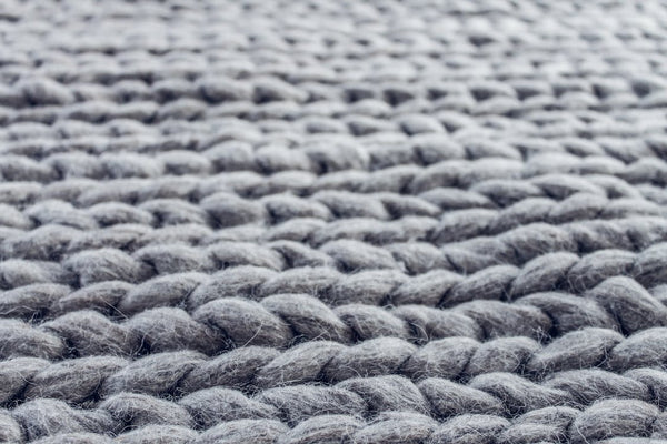 Close-up of gray cable knit cloth