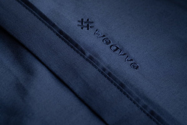 Close-up of Weavve’s Cotton Pillow Case in Midnight Blue