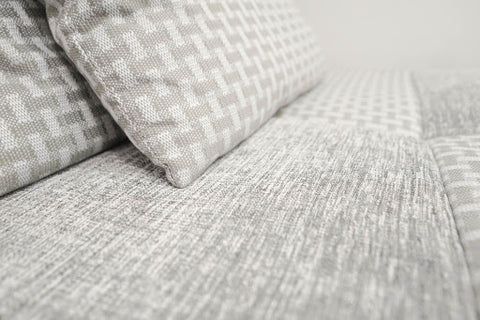 Grey sofa fabric details