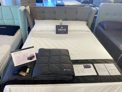 Featuring Weavve Home Lyocell Bed Linen & Weighted Blanket Display at Megafurniture Tai Seng