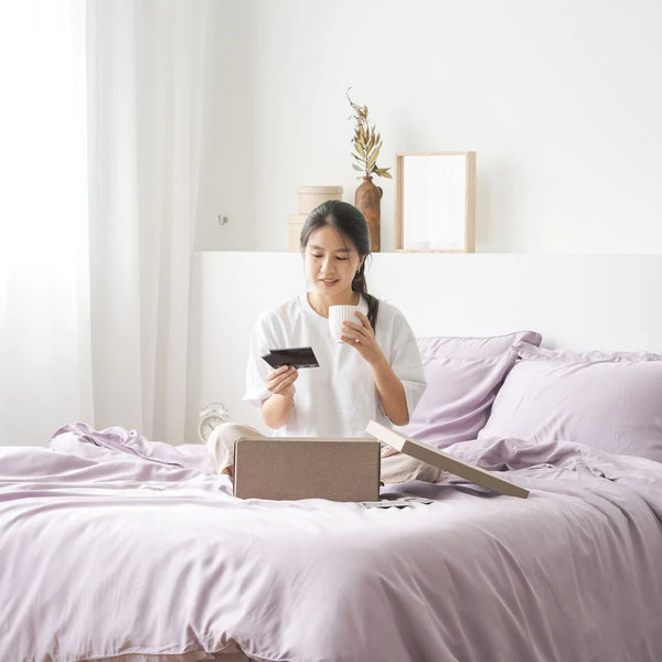 Weavve’s Signature TENCEL™ Fitted Sheet Set in Lilac Mauve