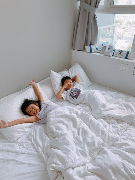 Weavve Marcus and Alicia Kids on Weavve White TENCEL™ Bed Sheets